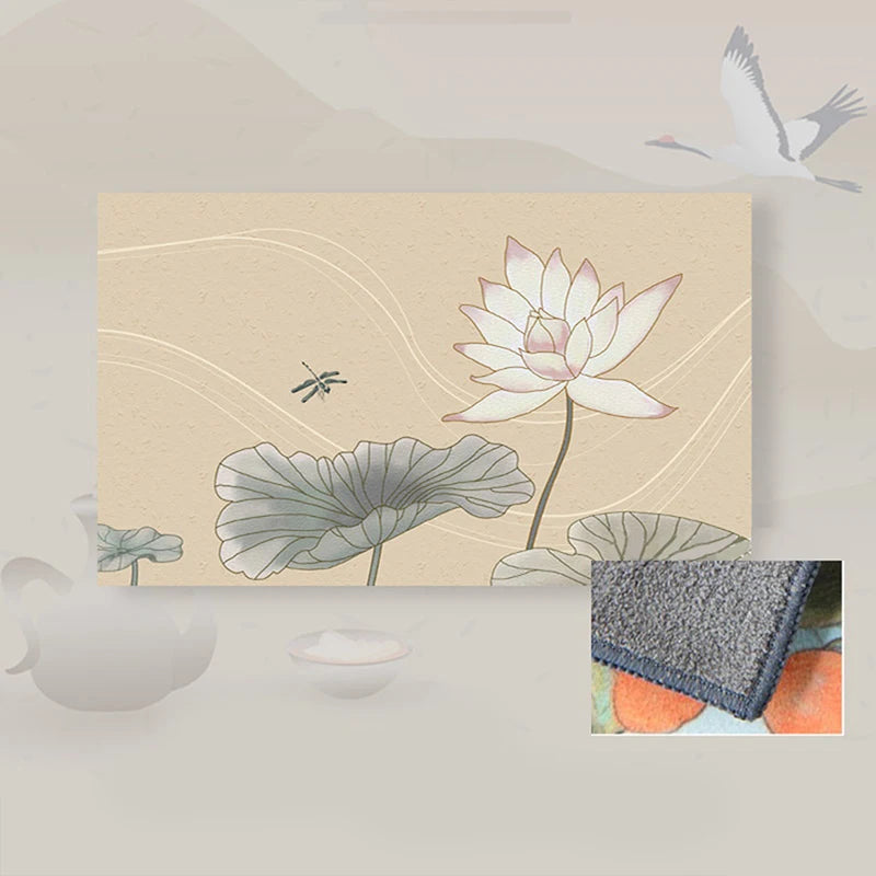 30*18cm High-end Tea Towel With Retro Style And Colorful Painting, Special Tea-drinking Cloth, Premium Tea Set