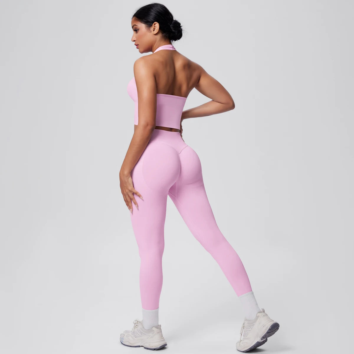 Rooftrellen 2PCS/set Women Gym Sports Yoga Set Breathable Shockproof Workout Top Backless Bra Push Up Fitness Pants Yoga Set
