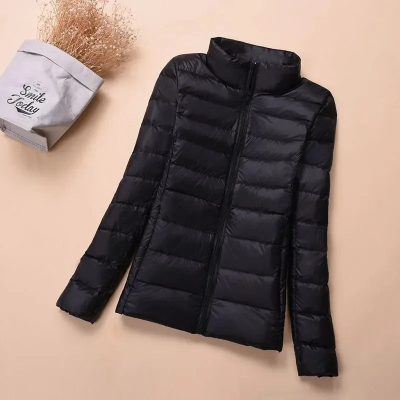 Down Jacket Women's Short Autumn Winter New Parkas Stand-UP Collar Hooded Warm Cotton Padded Coat Large Size Outcoat Ladies Tops