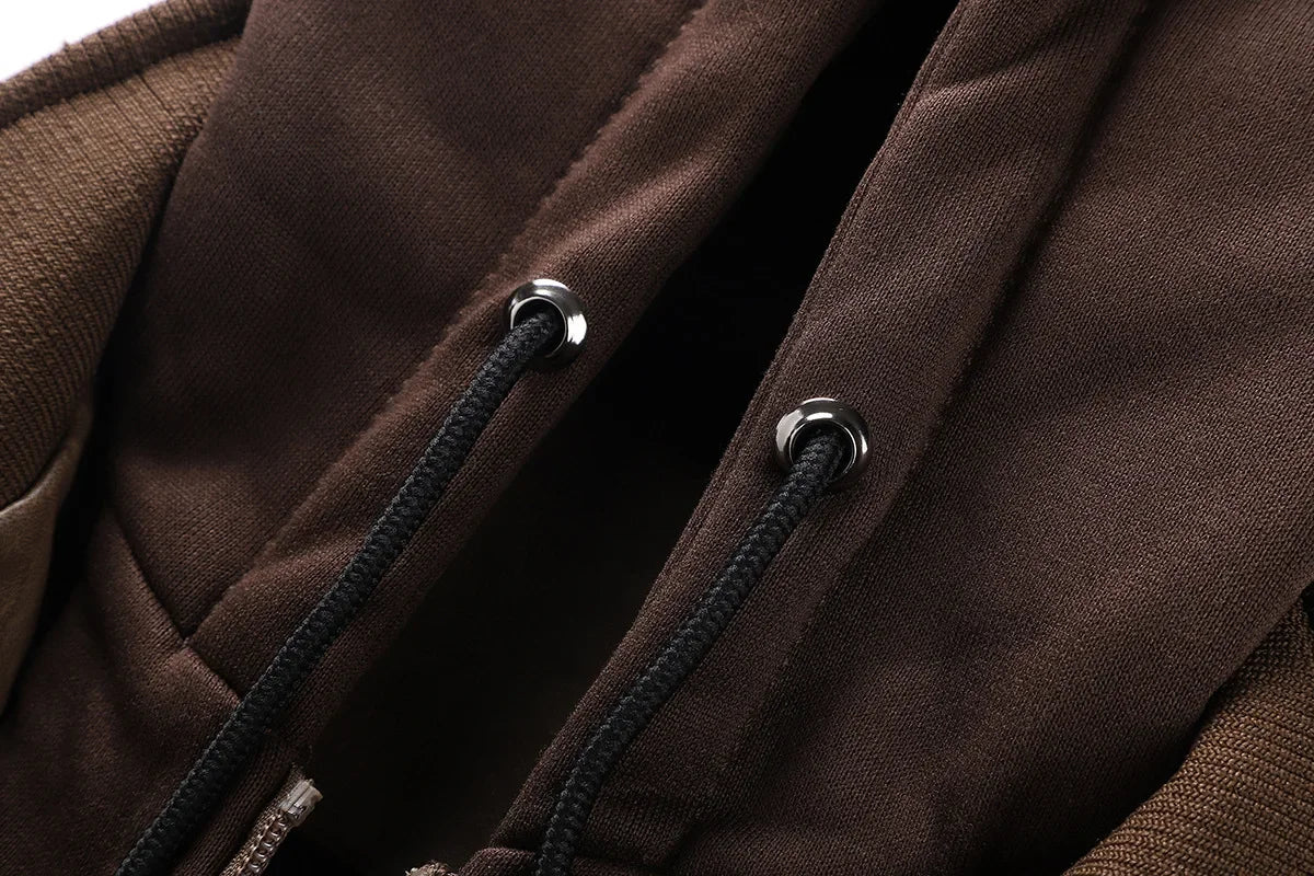 Men Detachable Hood Motorcycle Leather Jackets Quality Male Streetwear Casual PU Leather Coats Two in One Jacket