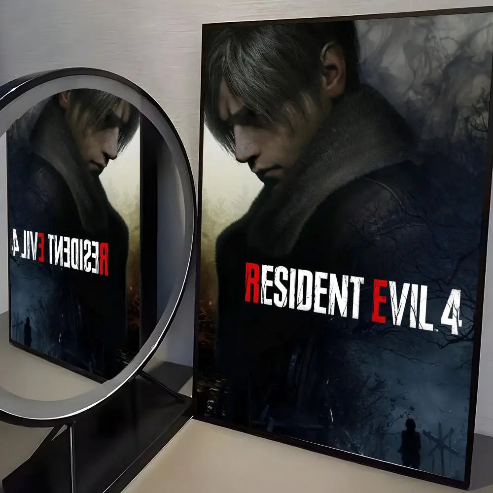R-Resident Evil Game Poster Home Living Bed Room Bar Hallway Sticky Wall Art Printing Aesthetic Decor