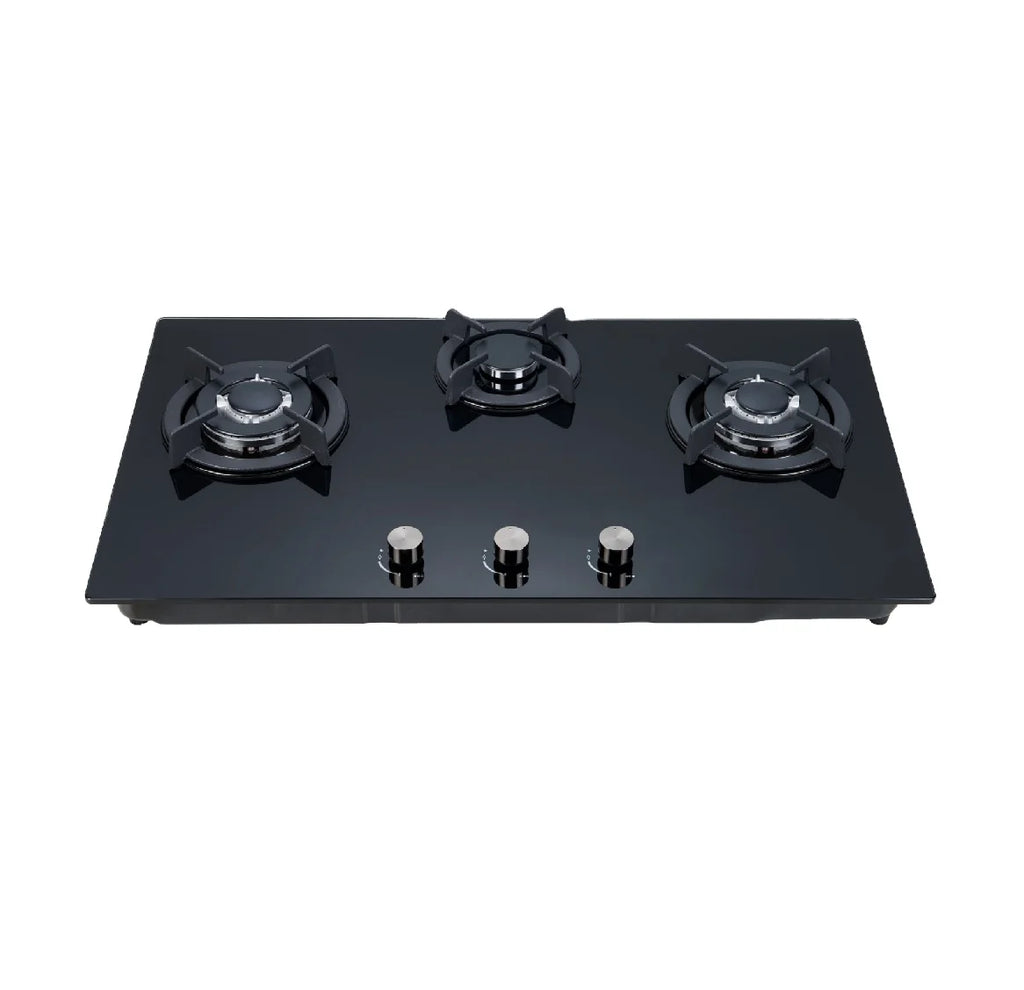 3 Burner Kitchen Gas Stove Electronic Ignition Built-In Tempered Glass Cast Iron Ceramic Aluminum for LPG for Kitchen Use