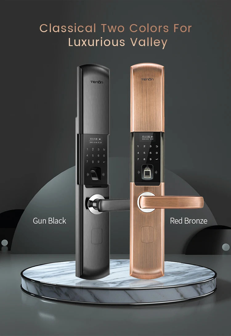 Black fingerprint smart lock keyless electronic dual-sensor smart digital handle door lock