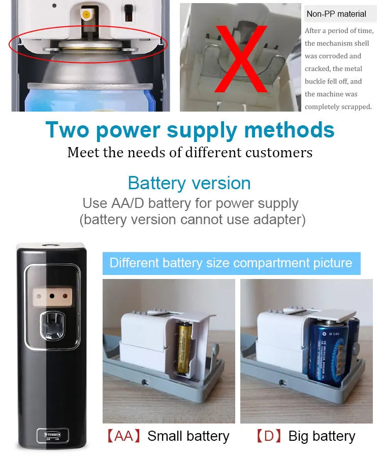 Perfume dispenser Automatic toilet fill Wall-mounted air freshener dispenser with remote control