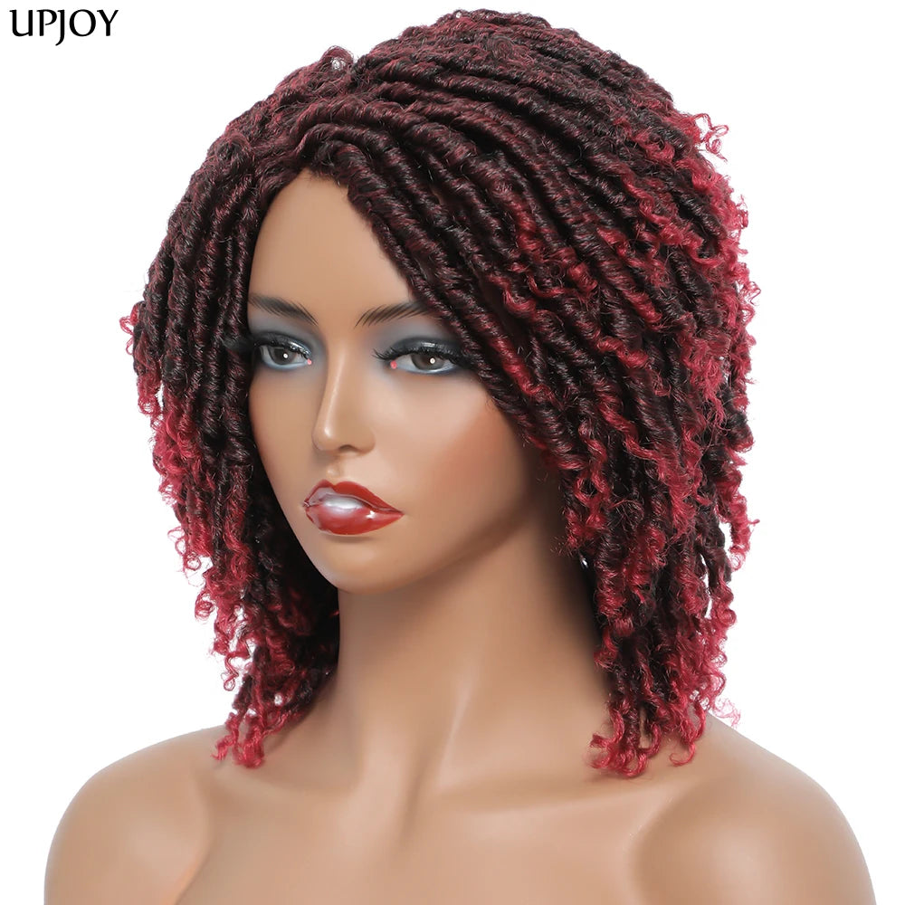 Short Dreadlock Wig Twist Braided Wigs for Black Women and Men Boho Afro Curly Synthetic Wig Faux Locs Braided Crochet Hair Wigs