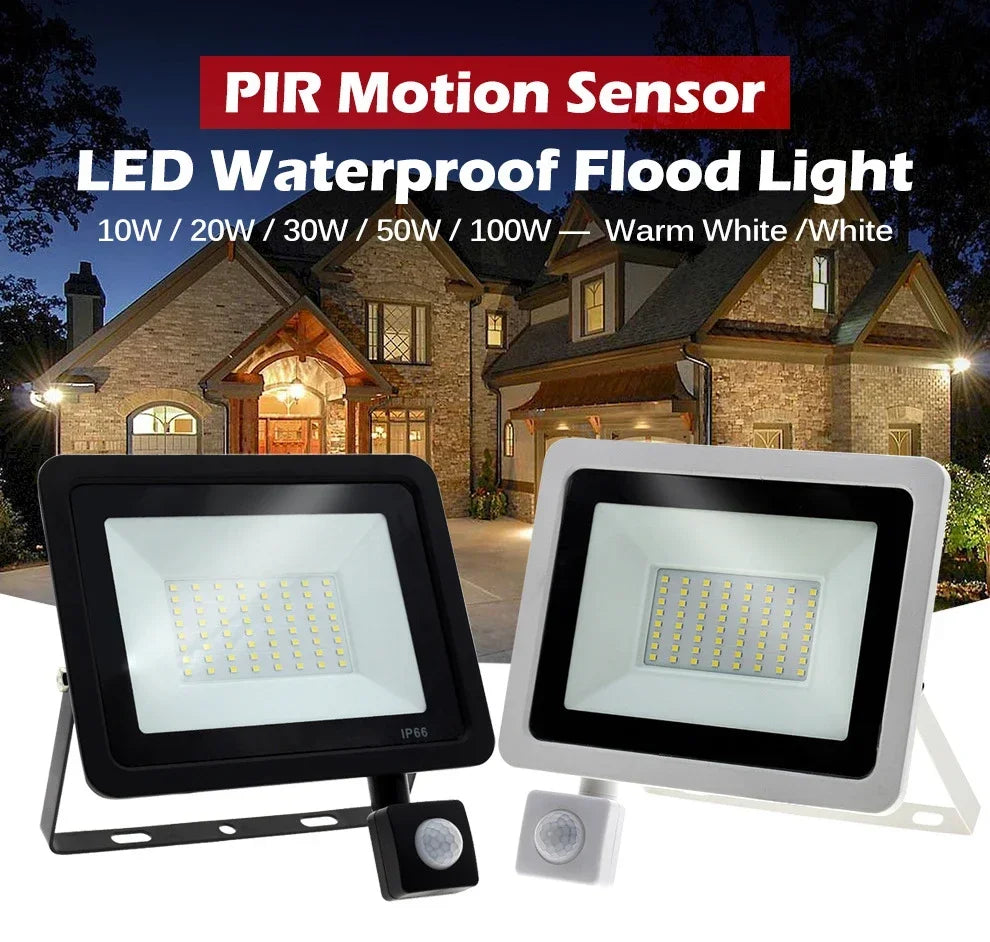 LED Flood Light with Motion Sensor Outdoor Lighting 100W 50W Waterproof Reflector Floodlight Lamp LED Spotlight Garden Garage