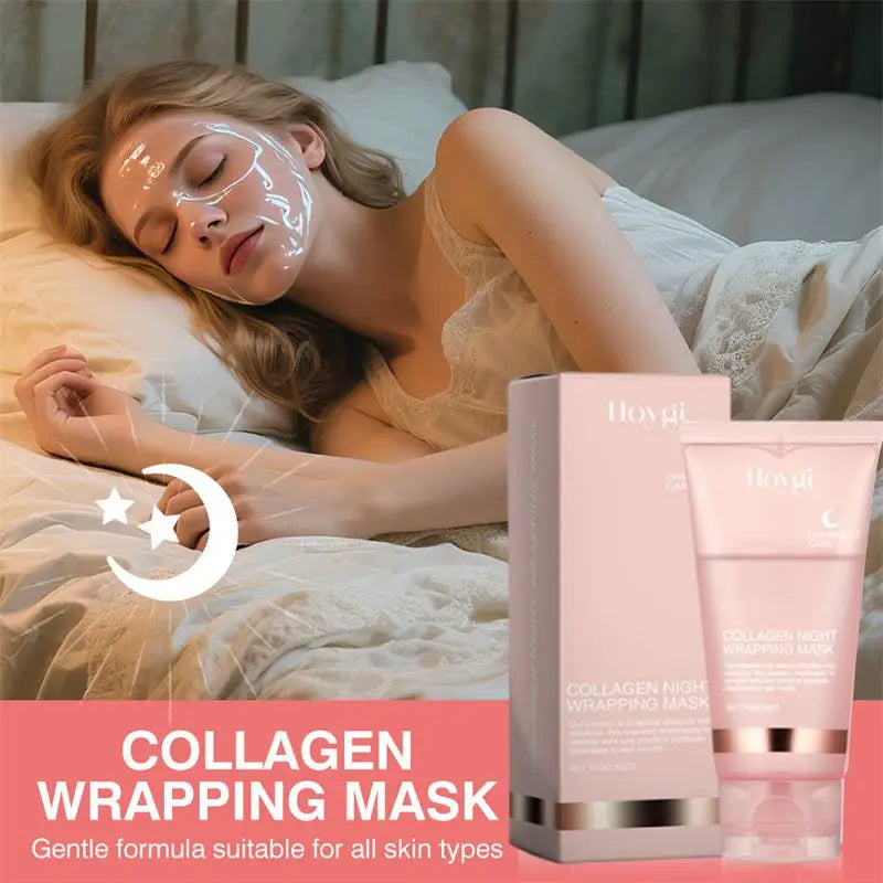 Collagen Overnight Wrapping Peel Off Facial Mask Set Korean Collagen Night Wrapping Mask Deeply Hydrates Night Care Mask Cream