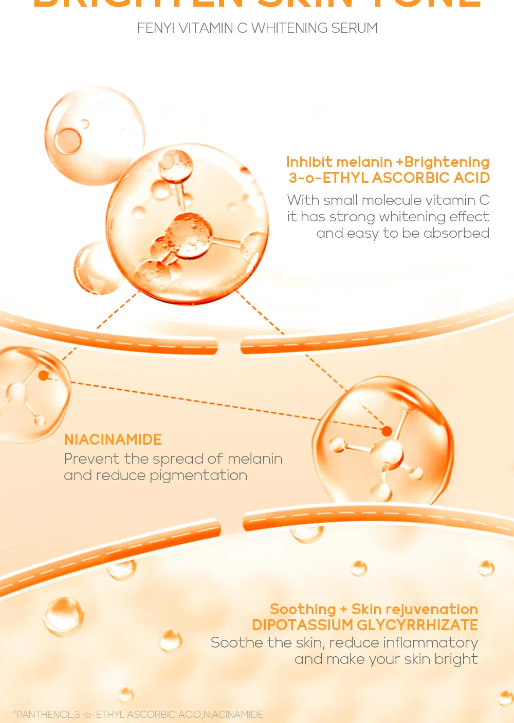 17ml Vitamin C Serum Moisturizing Nourish Skin VC Hyaluronic Acid Face Essence Shrink Pore Face Serum Skin Care Products