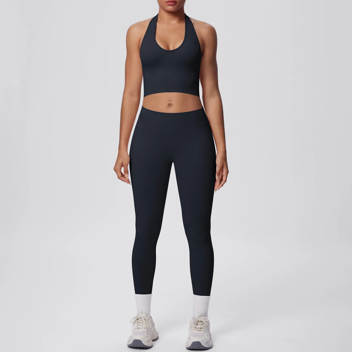 Rooftrellen 2PCS/set Women Gym Sports Yoga Set Breathable Shockproof Workout Top Backless Bra Push Up Fitness Pants Yoga Set