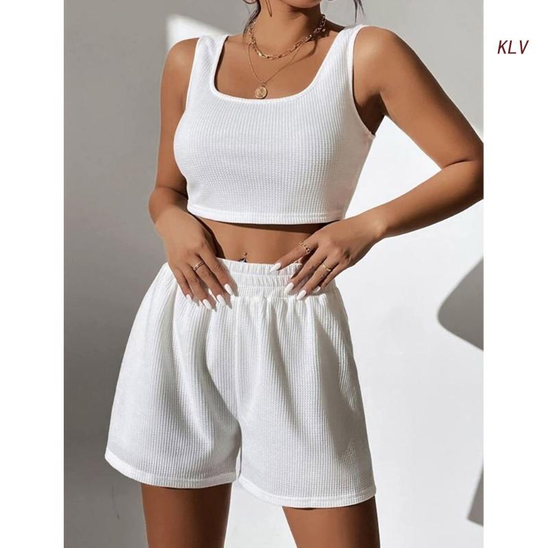 Women Tracksuit Set 2 Piece Two Piece Outfits For Women Sexy Shorts Set Ribbed  Top And Shorts Set Lounge Set