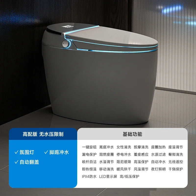 Intelligent toilet egg shaped seat with fully automatic and no water pressure limit
