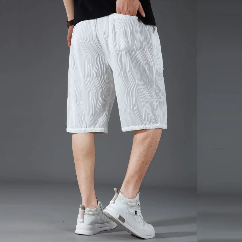 Extra Big Size Men Ice Silk Short Elastic Waist Casual Bermuda Male Summer Cool Icy Plus Large 11XL Loose Fit Stretch Breathable
