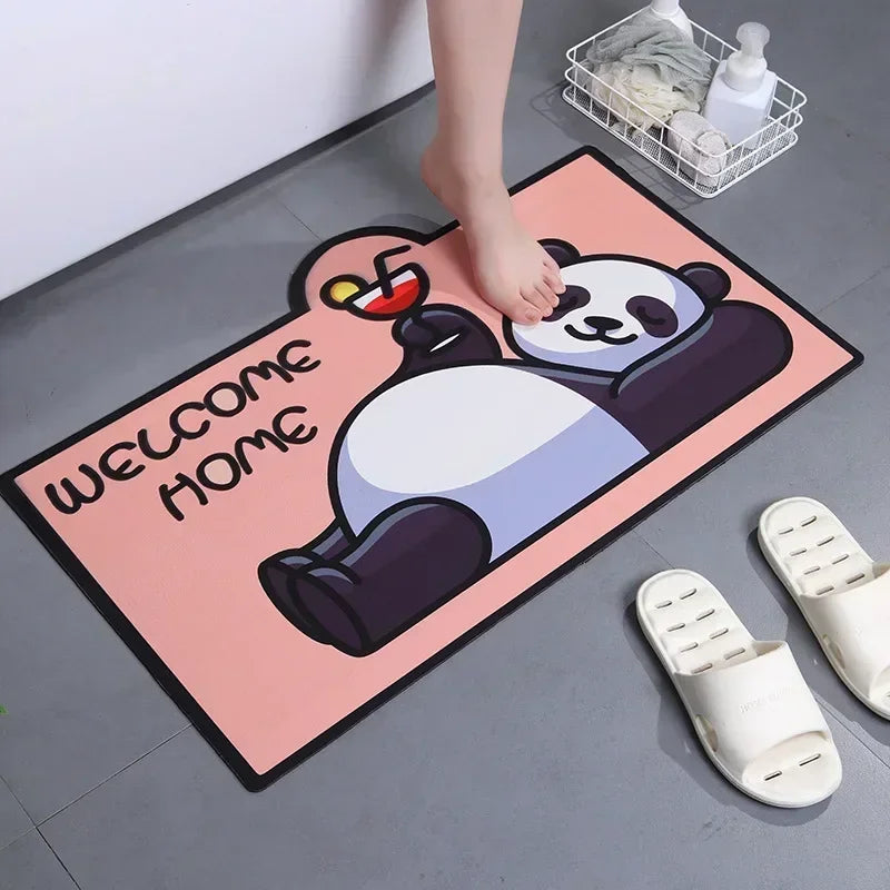 Cartoon Bathroom Bath Mat Super Absorbent Bathroom Rugs Set Non Slip Entrance Doormat Nappa Skin Floor Mats Toilet Carpet