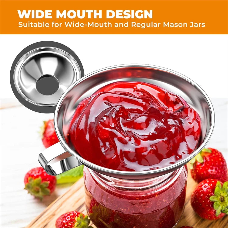 LMETJMA Canning Funnel Large Kitchen Metal Funnels For Filling Mason Jars Stainless Steel Wide Mouth Funnels Kitchen Gadgets