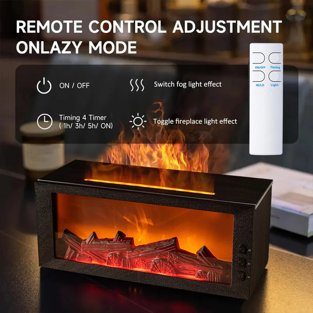 Upgraded Fireplace Aroma Diffuser 7 Color Flame Humidifier Remote Control Timer Auto Off Home Office Aromatherapy Gift