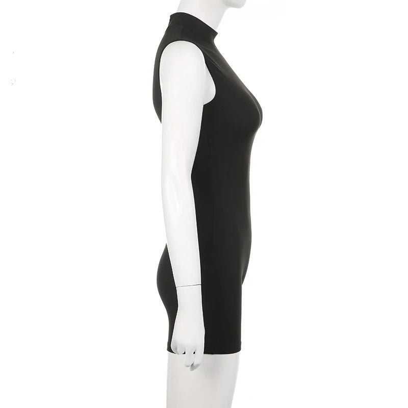 Women's Sleeveless Sports Jumpsuit High Street Invisible Zipper Romper Basic All-Match Female Playsuit for Summer 2026