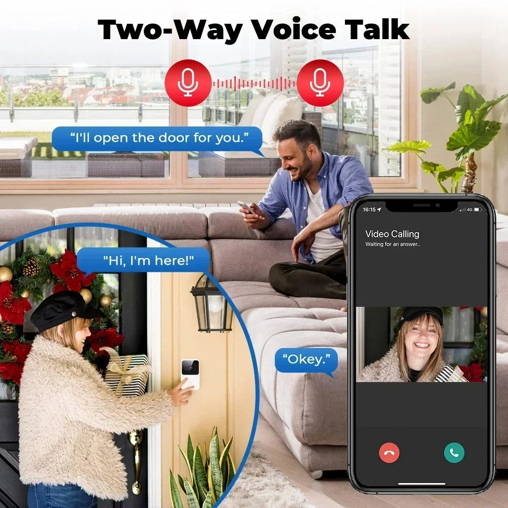 Mini WiFi Video Doorbell Wireless Phone Two-way Intercom System IR Night Vision Smart Home Monitor Security Door Bell Cameras