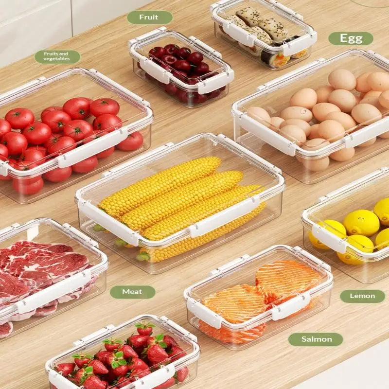 All-in-One Kitchen Organizer, Clear Stackable Containers for Fridge & Lunch, Keeps Fruits Fresh, Saves Time on Meal Prep