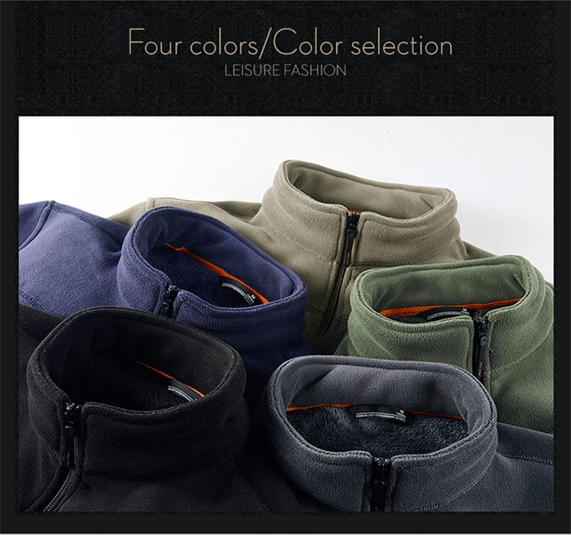 Solid Men's Fleece-Lined Bomber Jacket New Arrival Winter Windproof Stand-Collar Zip-Up Thicken Warm Plush Coat Fashion Clothing