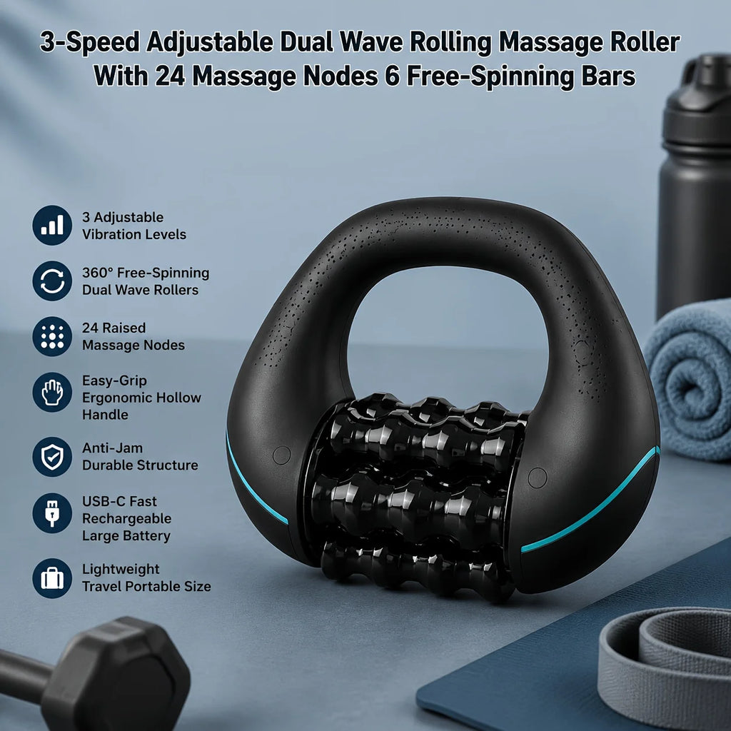 Handheld Electric Roller Impact Massager Rechargeable Portable Massage Device Suitable for Shoulder Back Leg Arm Full Body