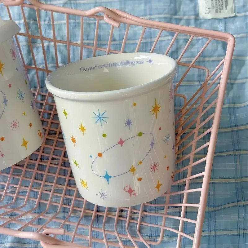 Ceramic Cup Breakfast Milk Cup Tea Hot Drinks Cold Drinks Light Luxury Minimalist Niche High-end Appearance Mug