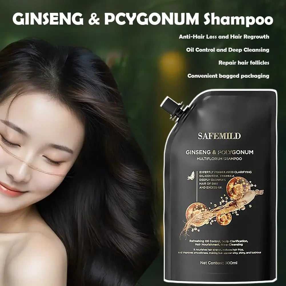 Hair Growth Shampoo Ginseng & Polygonum Multiflorum Shampoo Deep Cleaning Nourishing Smoothing Repairing Dry Damaged Hair Care