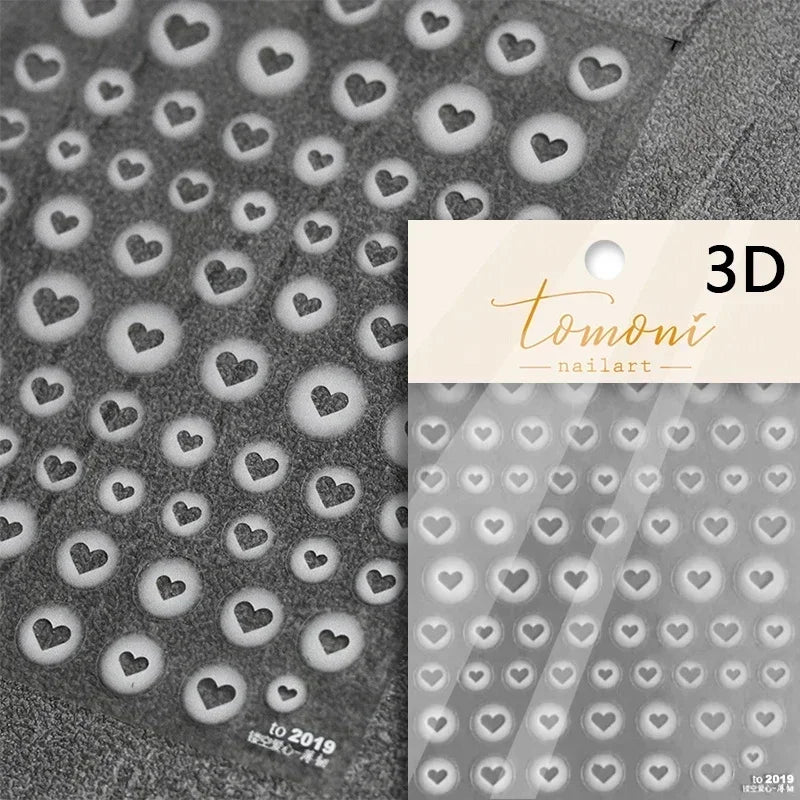 5D Gradient Love Gem Glitter Love Heart Colorful Cat's Eye Rhinestone Soft Self Adhesive Nail Art Stickers Shiny Manicure Decals