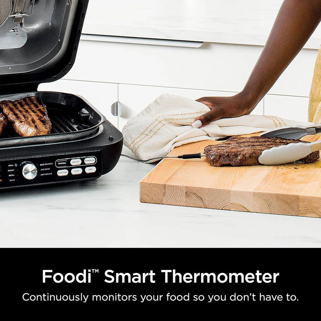 7-in-1 Indoor Grill & Griddle Combo, Air Fry, Dehydrate & More, Open or Closed Use, Power Grate, Flat Top, Crisper, Smart Thermo