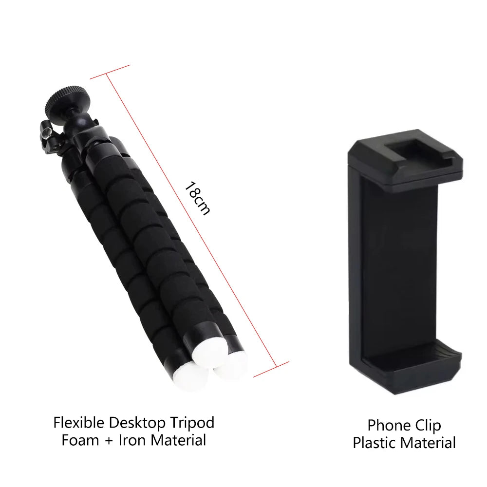 Universal Phone Tripod Mount Clip with Cold Shoe, 1/4" Screw Plastic Smartphone Holder for Tripod Selfie Stick Live Streaming