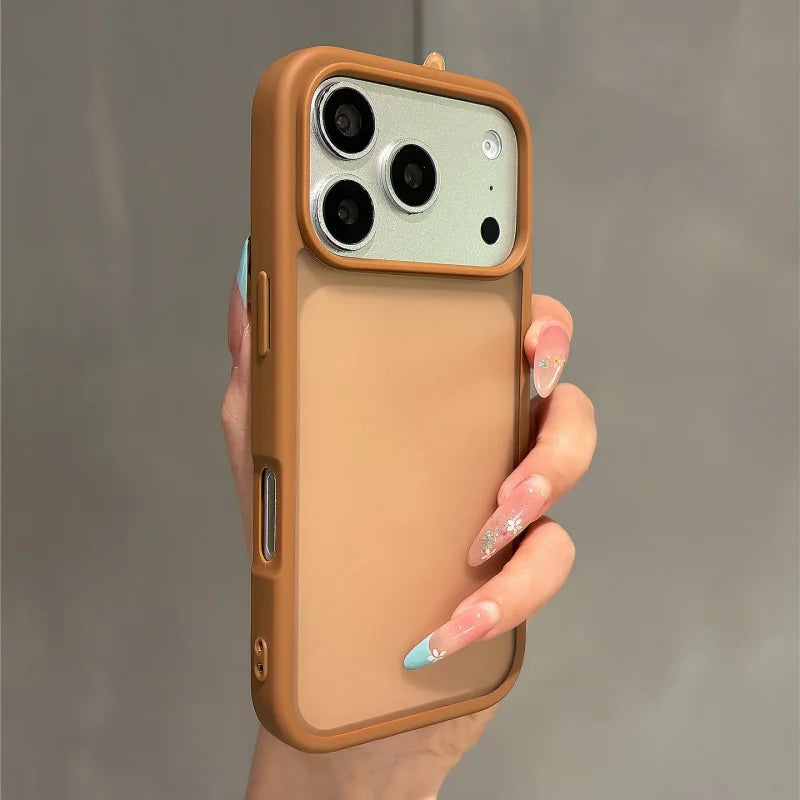 Original Translucent Glossy Matte Texture Case For iPhone 17 16 15 14 13 Pro Max Business Simple Armor Shockproof Hybrid Cover