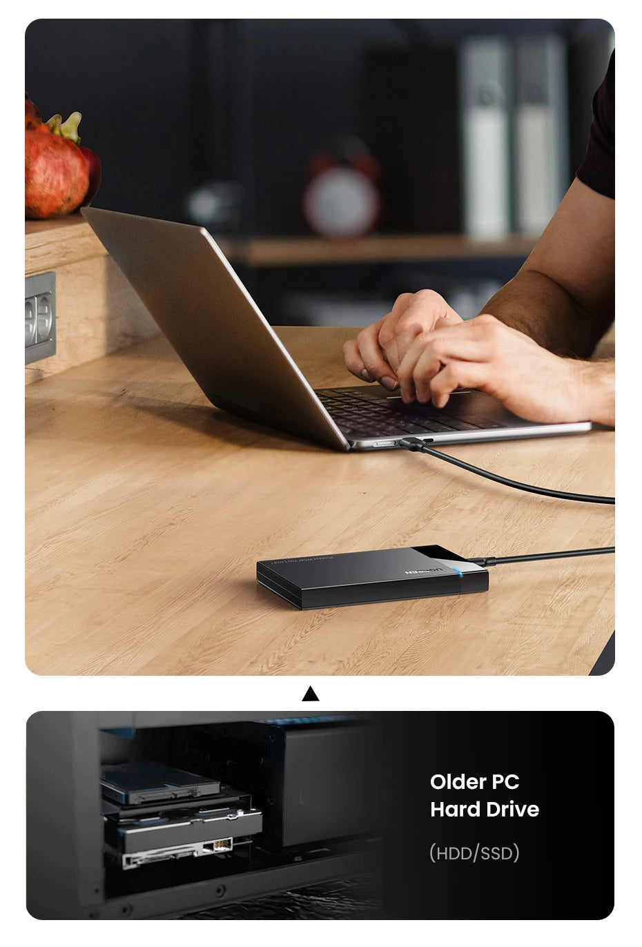 UGREEN HDD Case 2.5" Hard Drive Enclosure USB Type C SATA 5Gbps for SSD HDD 9.5 7mm External Hard Drive Disk Case Support UASP