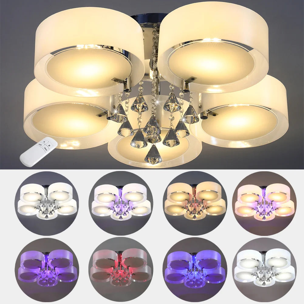 Voltsify LED Crystal Ceiling Light Chandelier Lamp, 5/7 Head