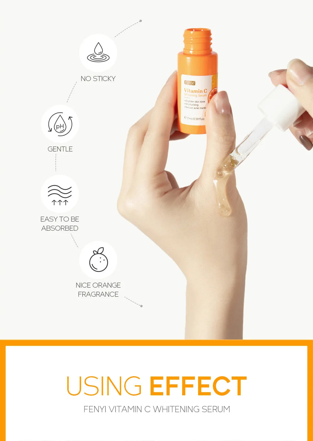 17ml Vitamin C Serum Moisturizing Nourish Skin VC Hyaluronic Acid Face Essence Shrink Pore Face Serum Skin Care Products