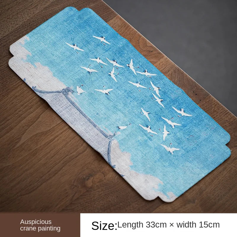 Deerskin Velvet Ancient Painting Tea Towel Strong Absorbent Retro Style Double-Sided Towel Chinese Tea Ceremony Tea Napkin