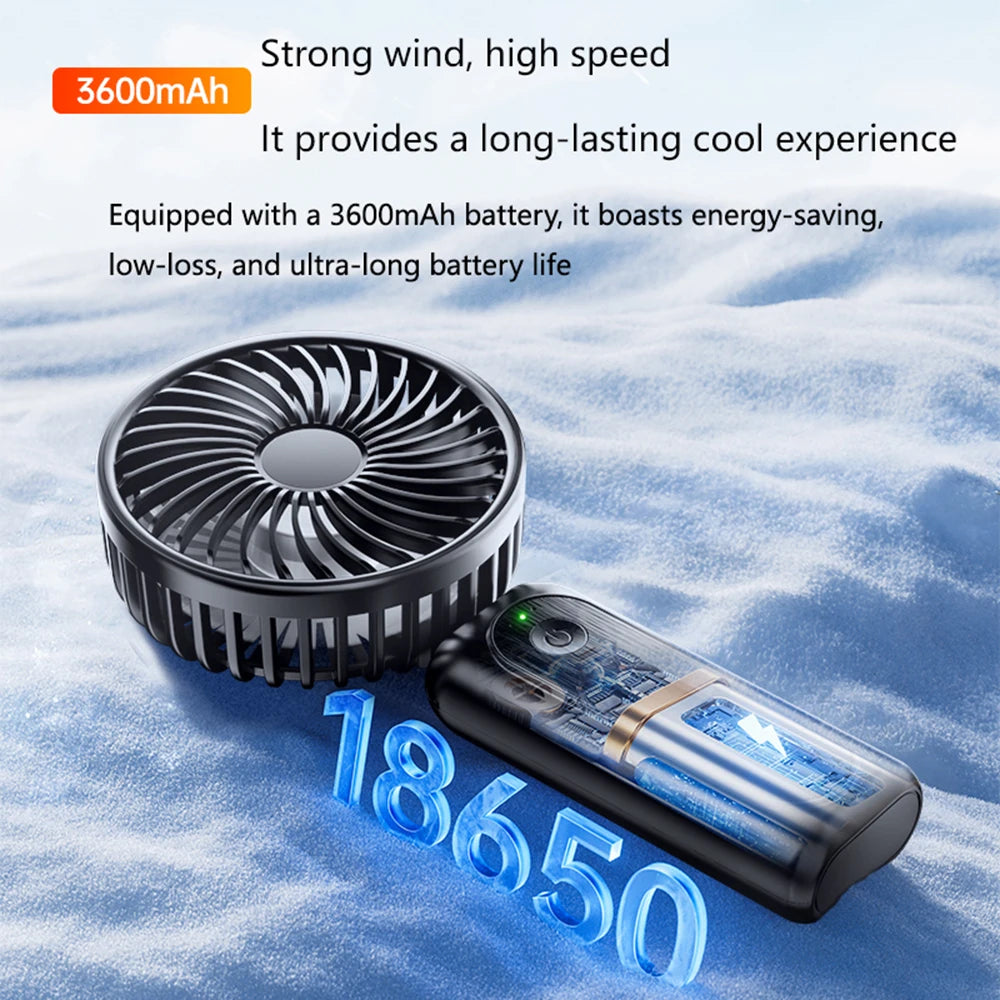 Outdoor Handheld Fan, Small Mini Fan, Foldable, Portable, Hanging on Neck, Speed, USB Rechargeable, 3600mAh Handheld ﻿