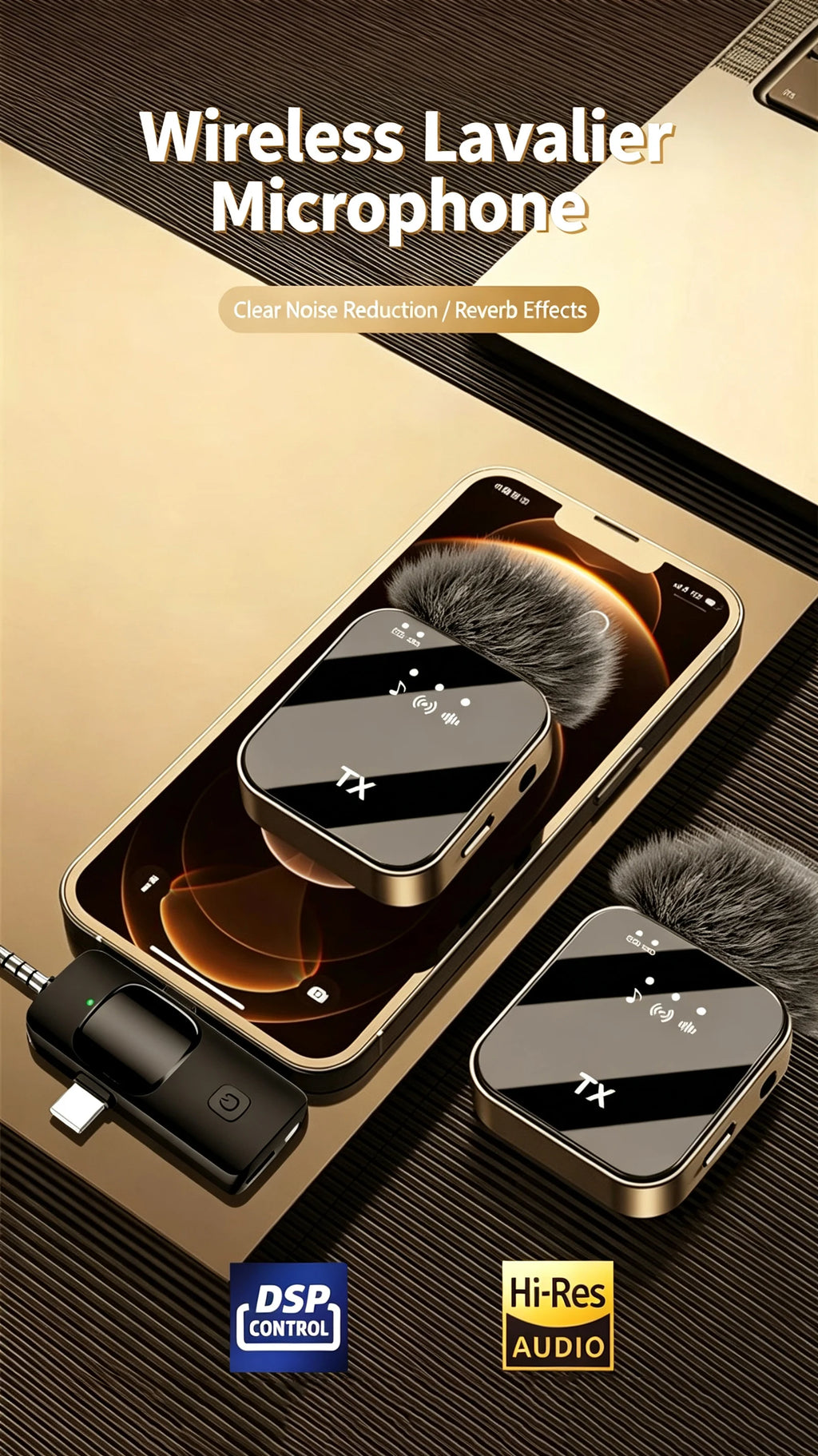 KEBIDUMEI 3IN1 Wireless Lavalier Microphone Handheld Microphone Video Recording Noise Reduction Mic for Living Broadcast Gaming