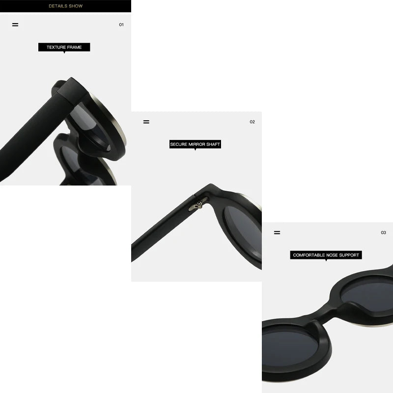 Men Sunglasses Fashion Retro Round Sun Glasses Classic Trendy Circular Outdoor Photography Accessory Eyewear UV400 Eyeglasses