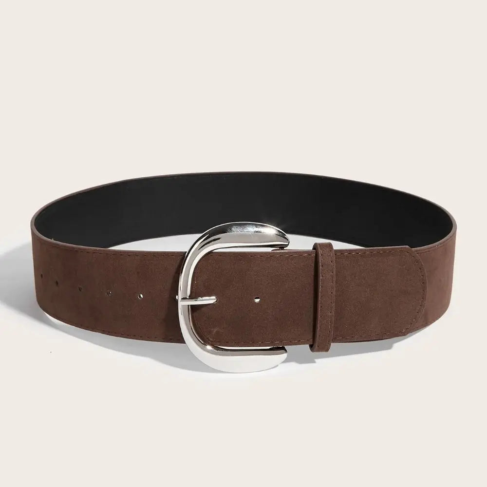Retro Maillard Styles Suede Leather Wide Belt Trendy Casual Pin Buckle Waistband Luxury Design Versatile Business Waist Strap