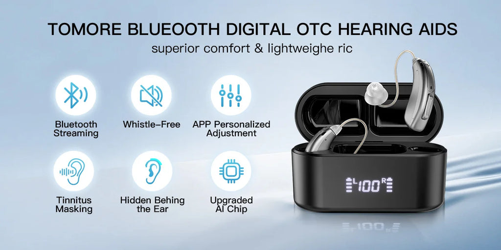 Banglijian OTC Hearing Aid, Bluetooth & App, Large Charging Case, Smart Noise Cancelling for Seniors & Hearing Impaired