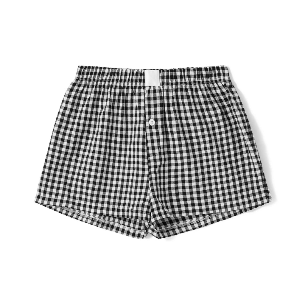 hirigin Women Y2k Gingham Boxer Shorts Stripes Button Elastic Waist Boxers Cute Mini Bloomers Plaid Loose Fit Boy Shorts