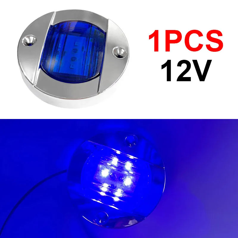 1Pcs DC12V/24V Marine Boat Transom LED Stern Light Round Cold White LED Tail Lamp Yacht Accessory Blue/White/Yellow/Green/Red