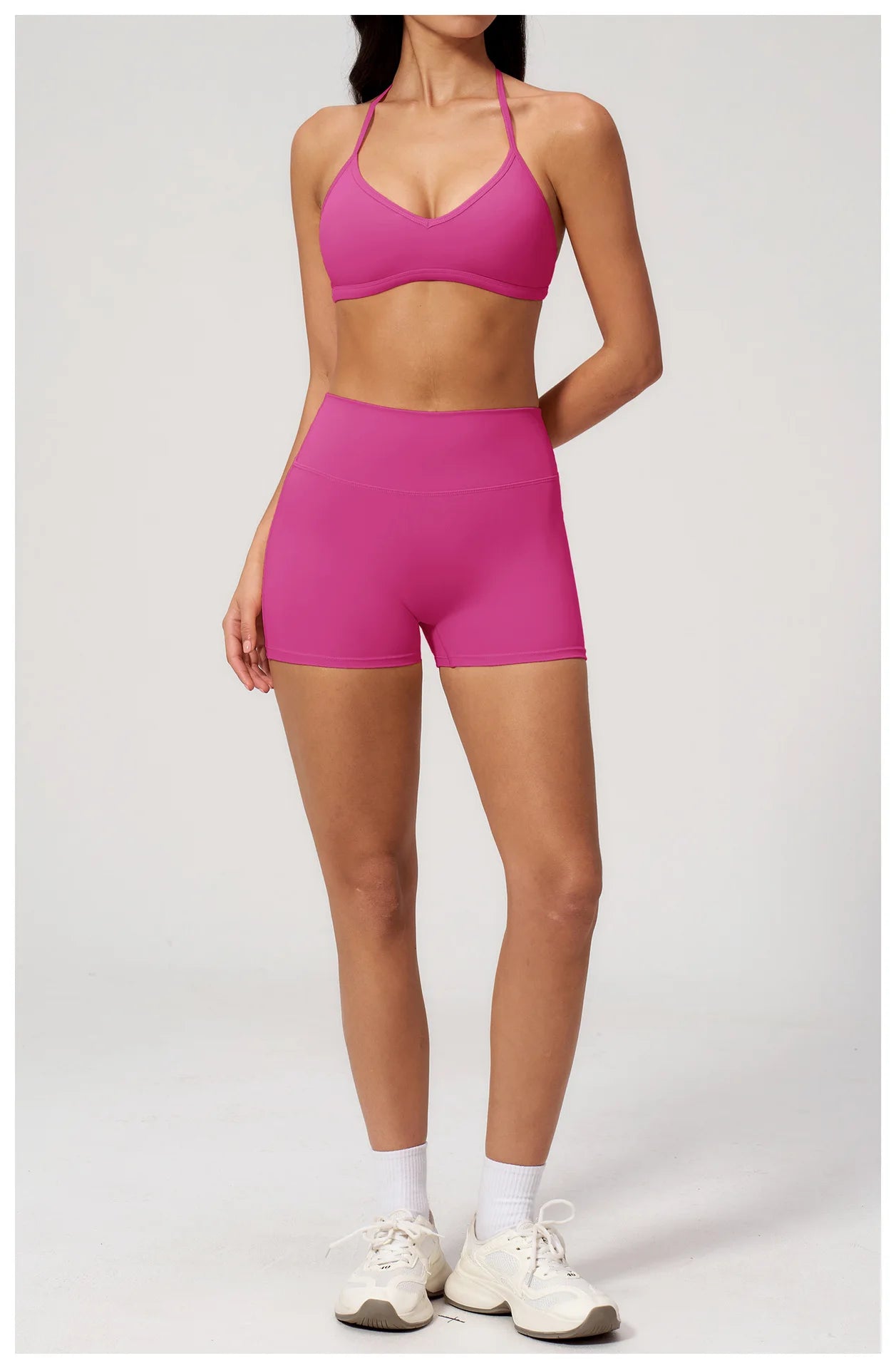 2 Pieces Yoga Set Women Tracksuit Backless Halter Tops High Waist Shorts Gym Suits Fitness Sportswear Workout Sets Athletic Wear