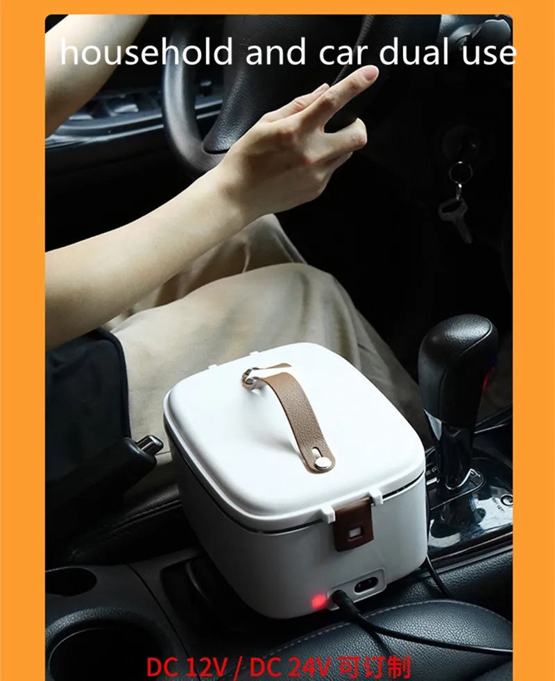1.8L Car Microwave Oven 12V/24V Multi-Functional Rice Cooker Large Capacity Water-Free Heating Lunch Box