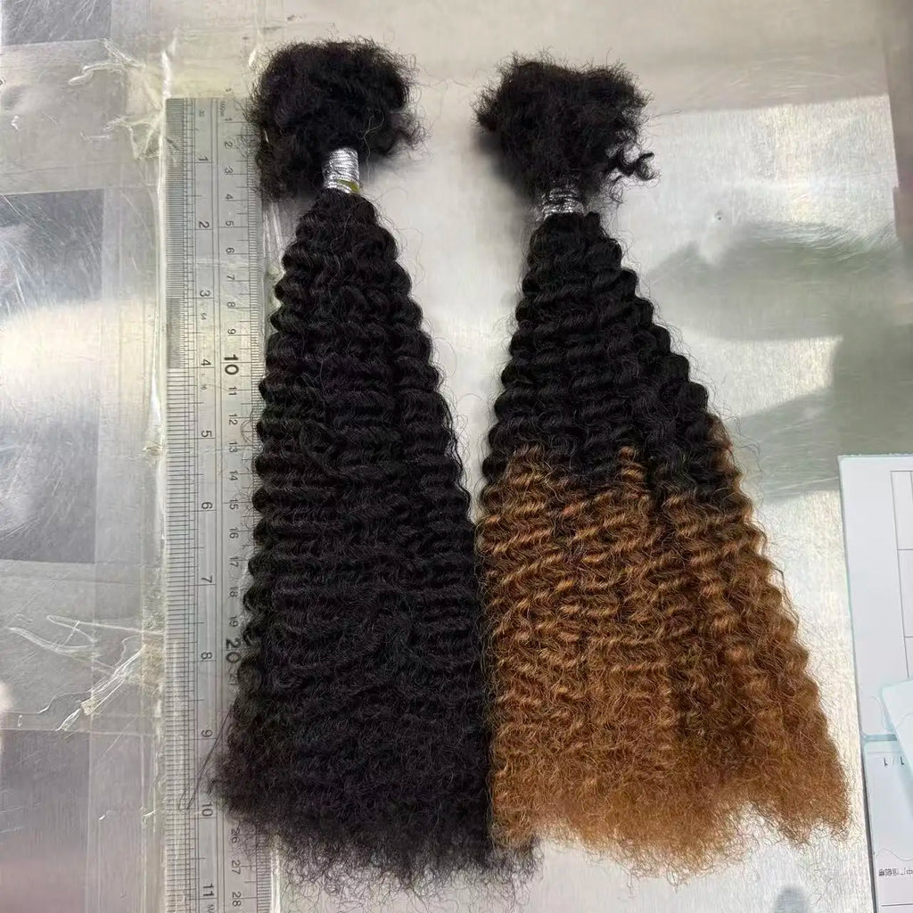Mini Twist 4C Afro Kinky Curly Hair Bulk No Weft Crochet Human Hair Colored Bundles for Mini Braid Dreadlock Extension