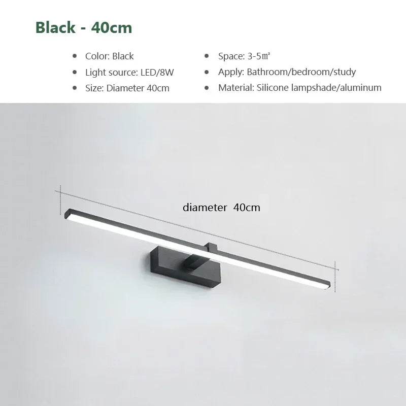 Modern LED Wall Light Bathroom Mirror Lamp Bathroom Bath Mirror Line Lamp Wall Sconce Home Decoration Lighting Fixture Luster