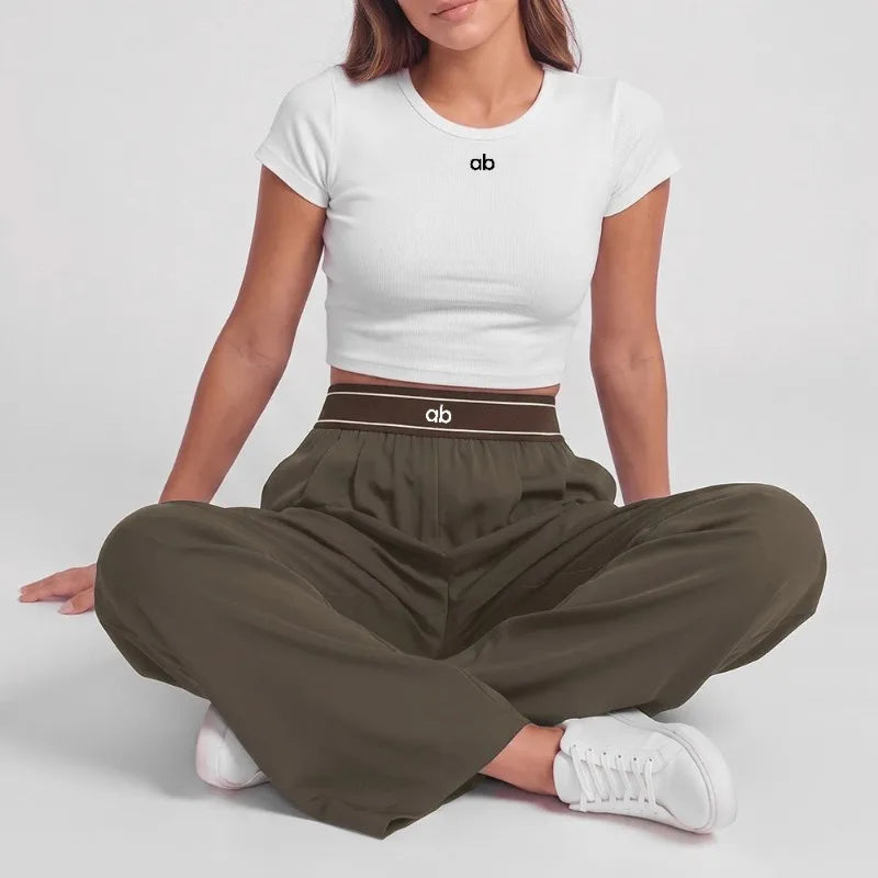 2026 Women's Loose Casual Sports High Waist Yoga Pants Breathable and Comfortable Versatile Trousers Women Wide Leg Sports Pants