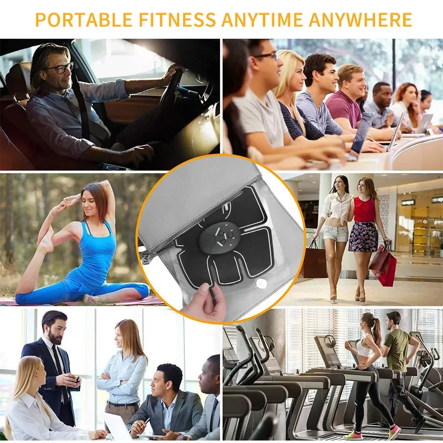 Ab Wireless Massage Stimulator Abdominal Muscle Trainer Vibration Body Slimming Machine Fat Burning Fitness Training Hip Workou