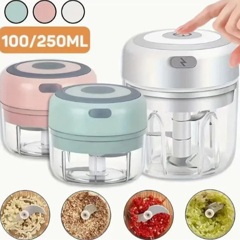 1pcs Electric Garlic Chopper Automatic Garlic Mincer 100/250mL Food Chopper Portable Vegetable Grinder Onion Mixer Kitchen Tool
