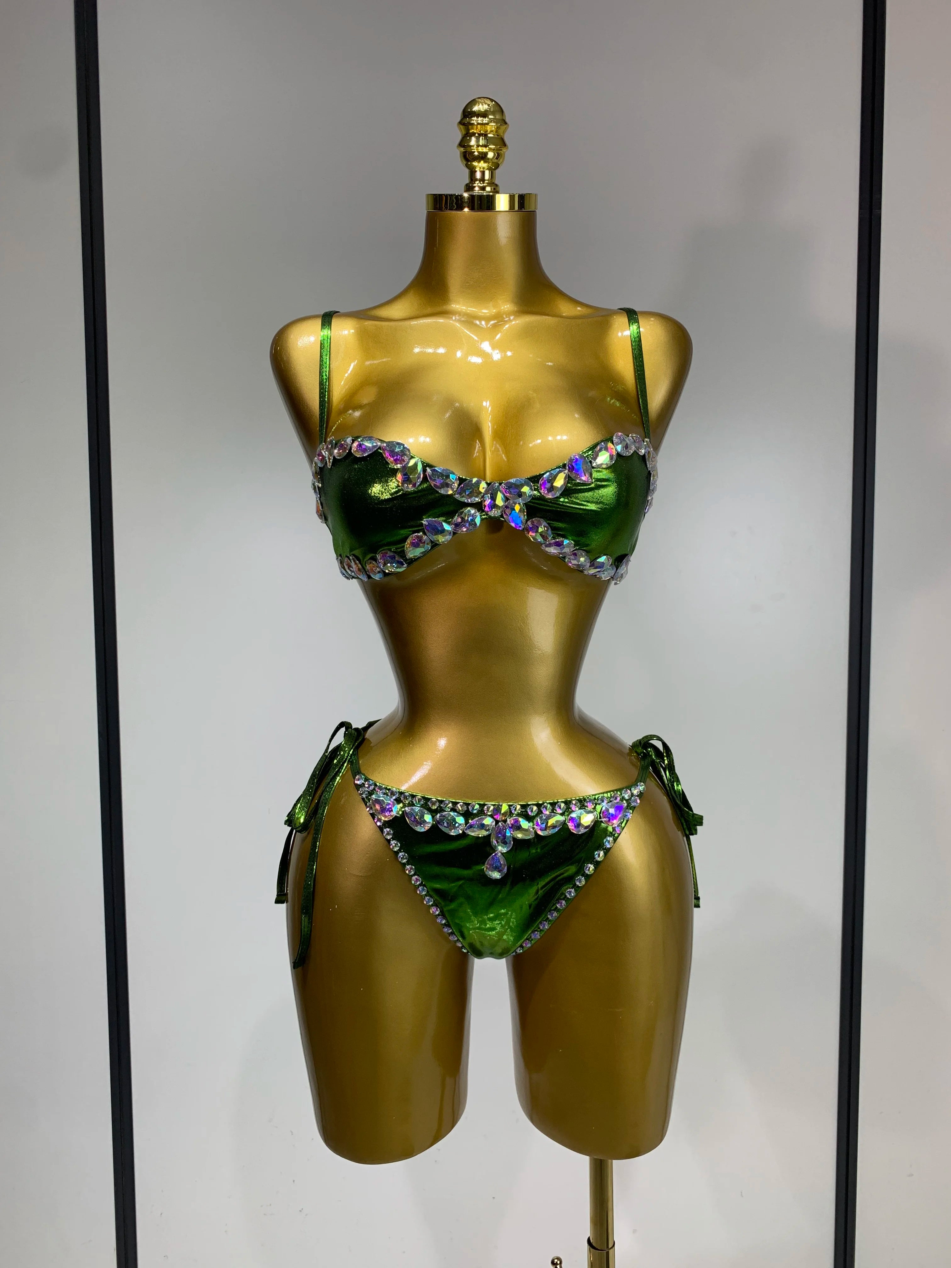 Newest Crystal Bikini Swimwear Fashion Bar Bikini Blingbling Swimwear Bikini Popular Bathingsuit Bikini Nightclub Stage Outfit