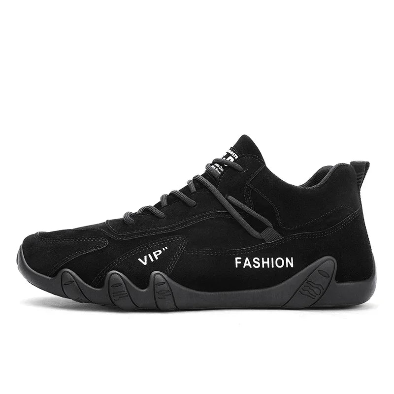 Waterproof Sneakers Lace Up Leather Casual Sneakers for Men Casual Motorcycle Shoes Waterproof Leather Ankle Boots for Men